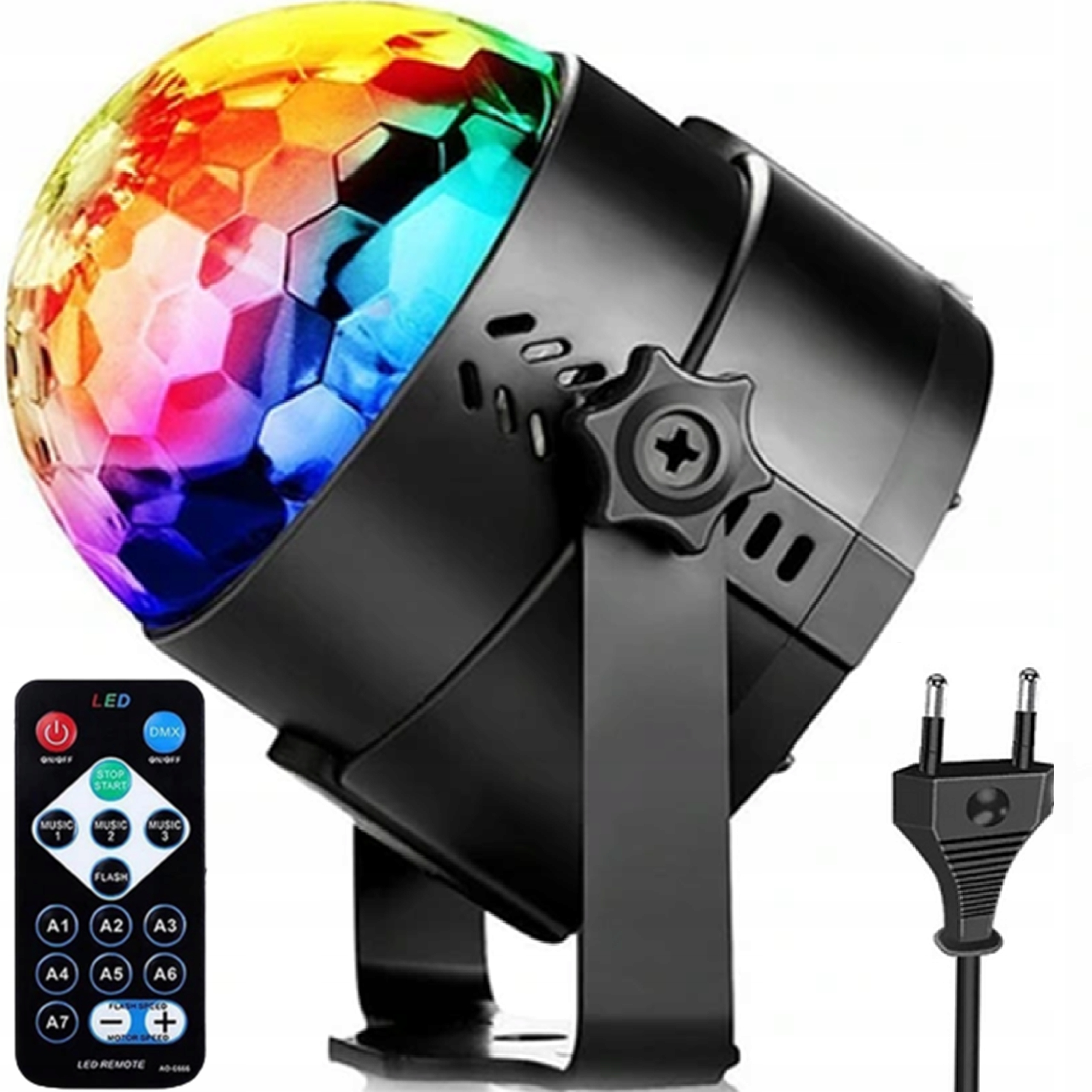 KULA DISCO RGB LED PROJEKTOR DYSKOTEKOWY REFLEKTOR KOLOROWY LASER Z PILOTEM