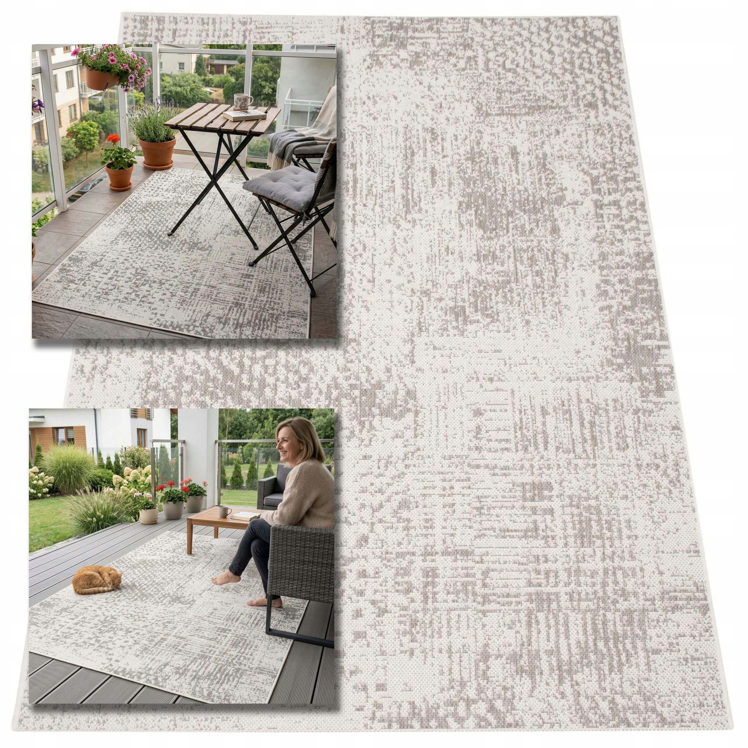 Vonkajší Terasový Koberec 140X190 Vodotesný Záhradný Na Terasu, Balkón, Rohož