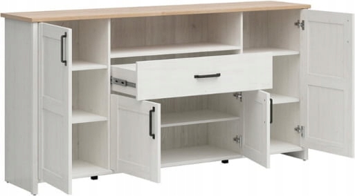 Komoda Biała z Szufladą Loksa Black Red White Szerokość mebla 194 cm