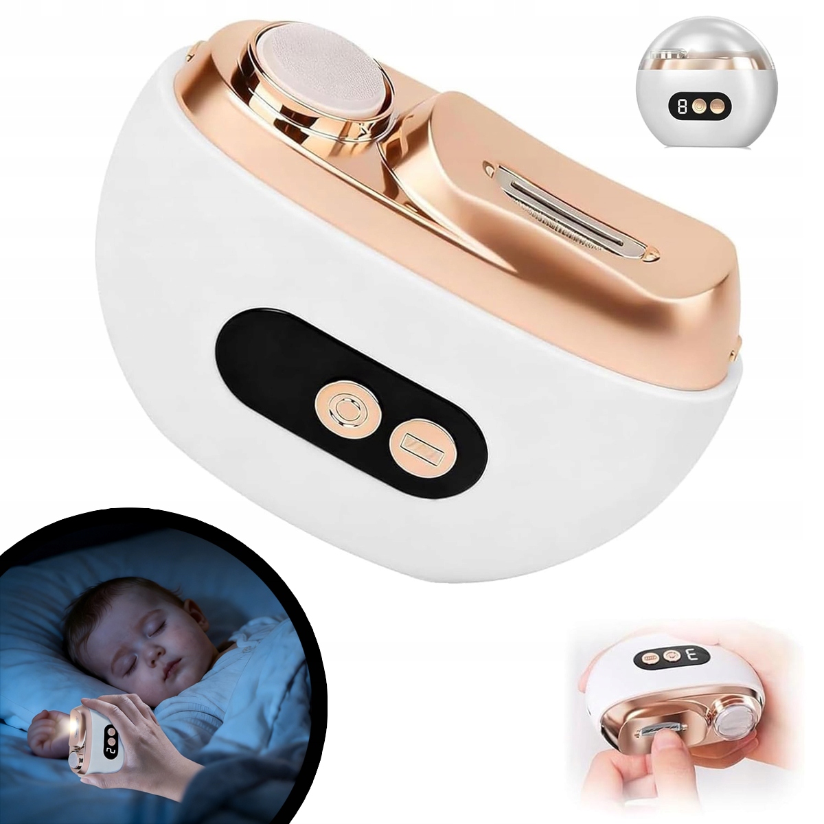 Elektrický Turistický Odstřihovač Nehtů Bruska Leštička Usb Bílá