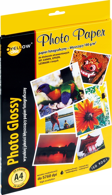 Papier Foto Błyszczący A4 180G/M2 20SZT Yellow One