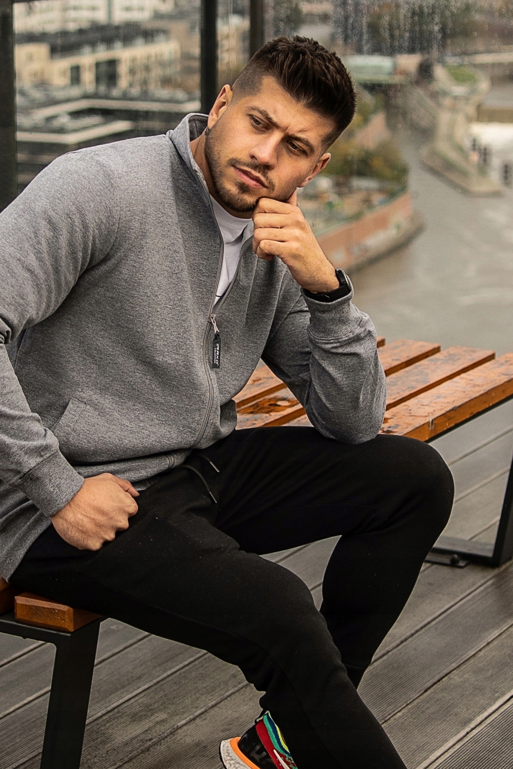 

Męska Bluza ze stójką Grewis Szara M