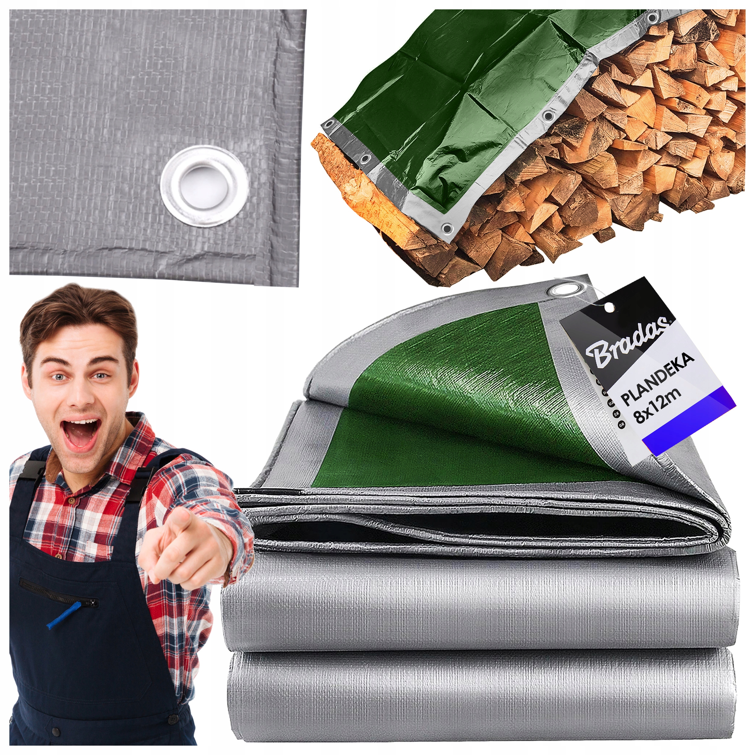 PLANDEKA DO PRZYCZEPKI NA SAMOCHÓD TARAS GRUBA WODOODPORNA 8x12