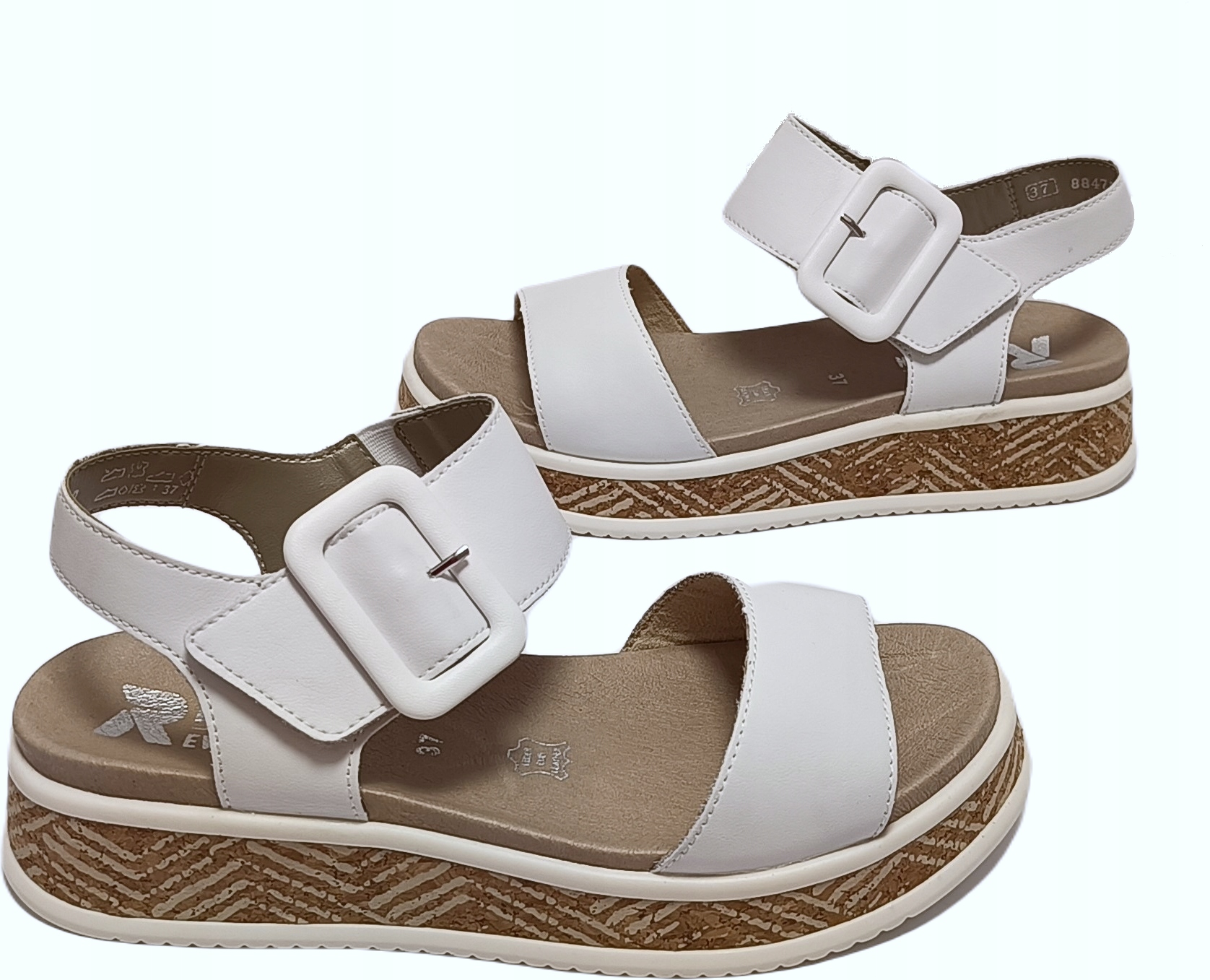 Sandály Koturna na suchý zip Rieker W0800-80 bílé r41