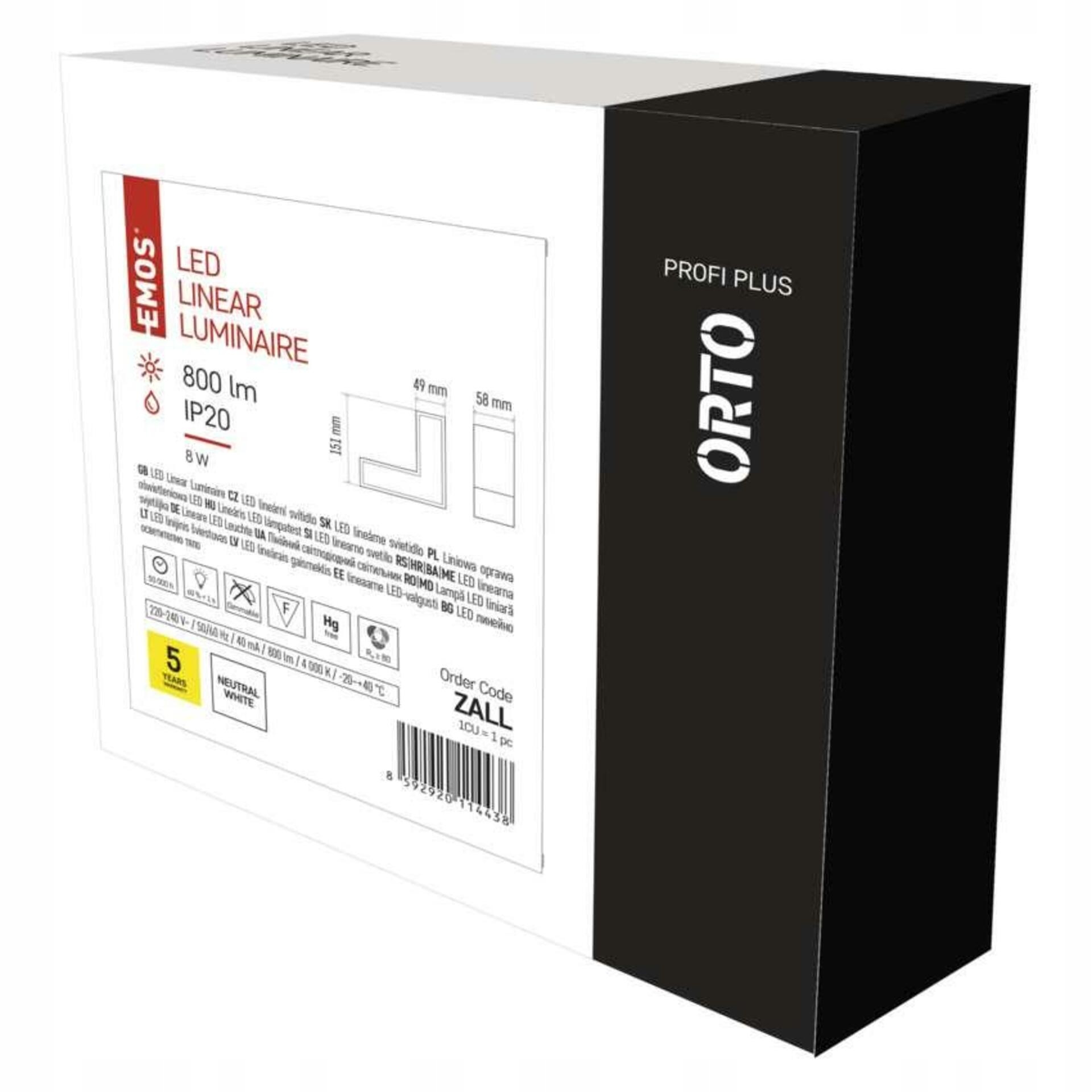 Led lineární svítidlo Orto Lcon 8W neutrální bílá