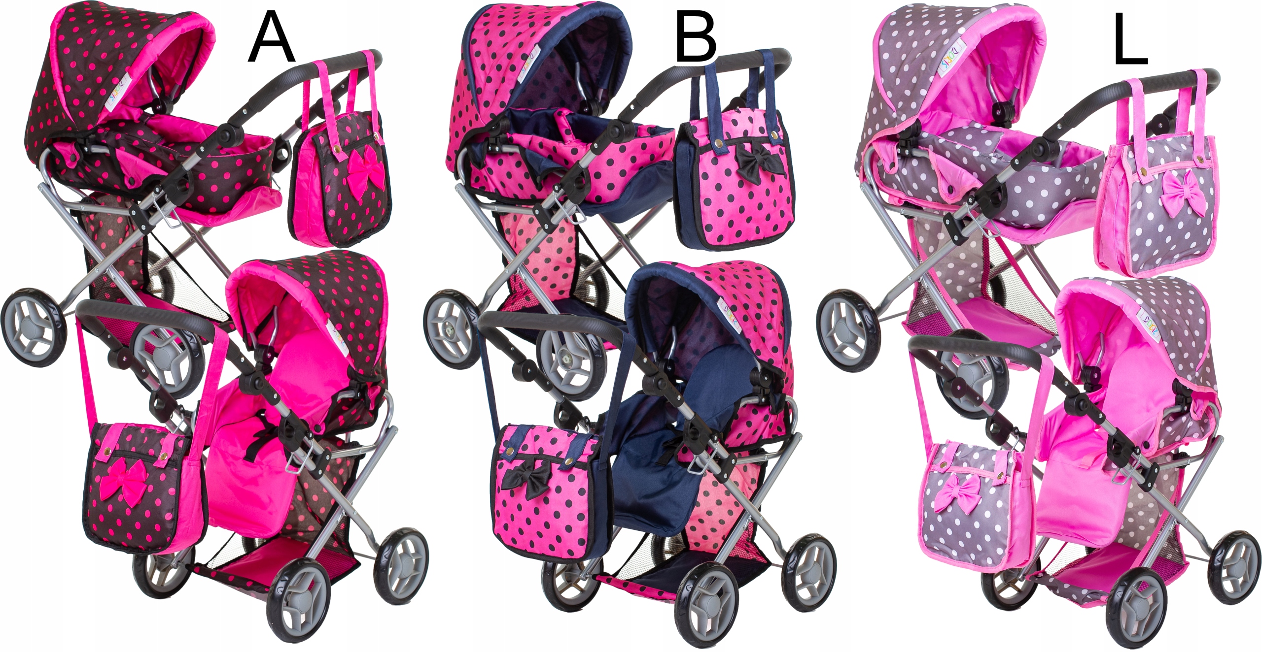 Doris wózek dla lalek SPACERÓWKA GONDOLA TORBA 3w1 Stan opakowania oryginalne