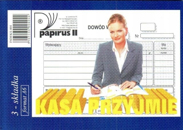 

Druk Kasa przyjmie Kp A6 oryginał+2 kopie