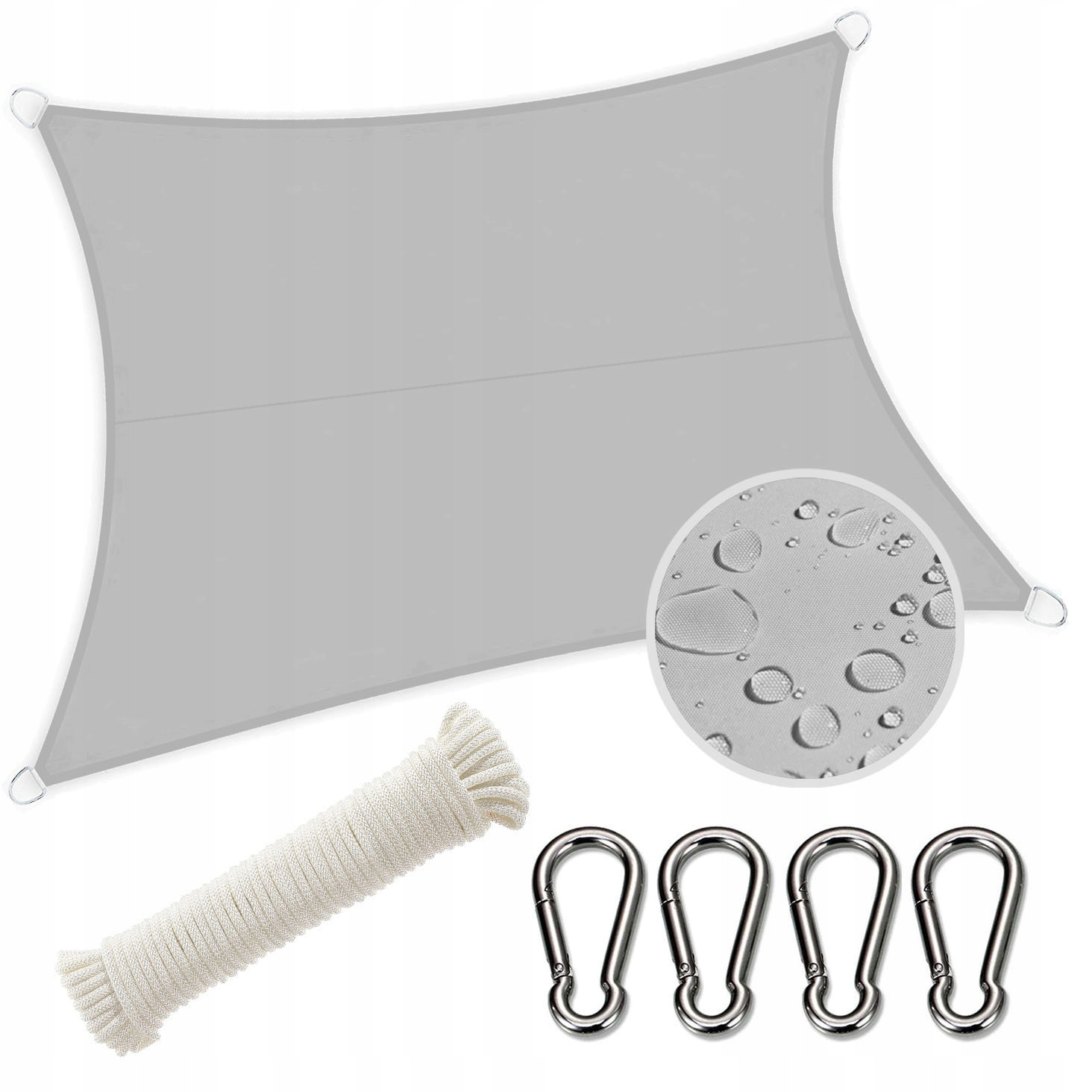 Żagiel Przeciwsłoneczny Wodoodporny na Taras Markiza 4x3m Jasny Szary