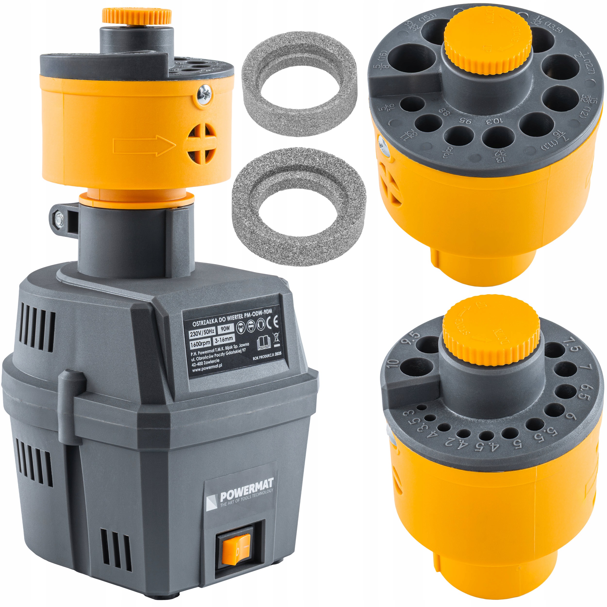 Ostrzałka Do Wierteł Hss 90W 3 16mm 2 x Kamień 2 X Adapter Bezstopniowa