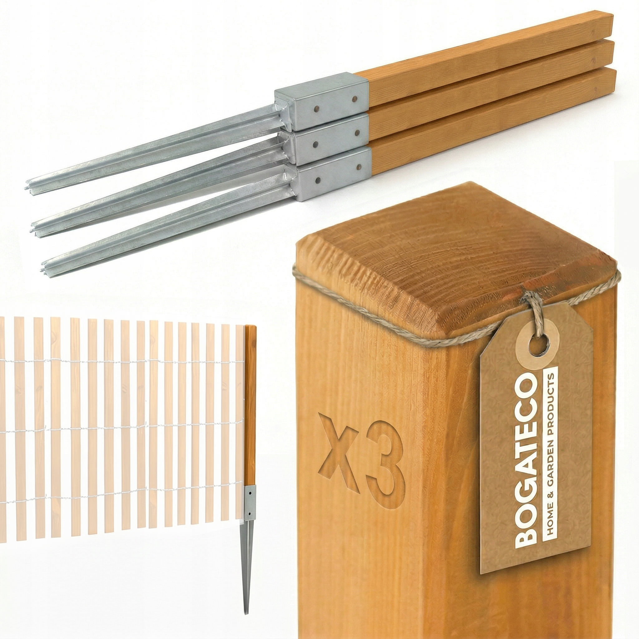 Dřevěné Sloupky Plotové Tyče 3 Kusy 100 CM Sloupek Na Kotvě