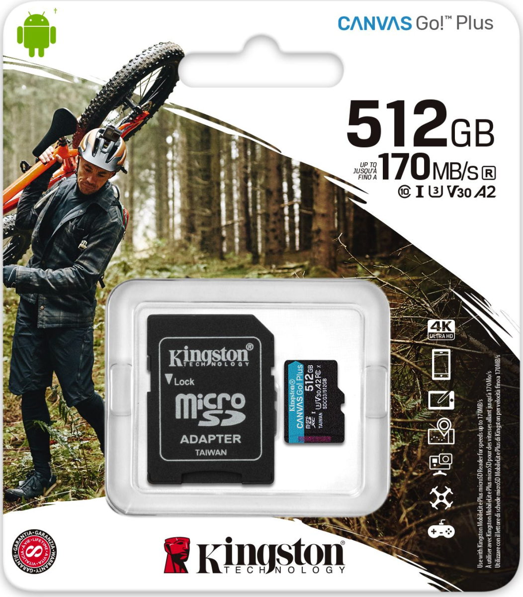 Kingston microSDXC Canvas Go! Plus 512GB 170R A2 U Model microSD Canvas Go Plus 512GB 170/90MB/S U3 V30