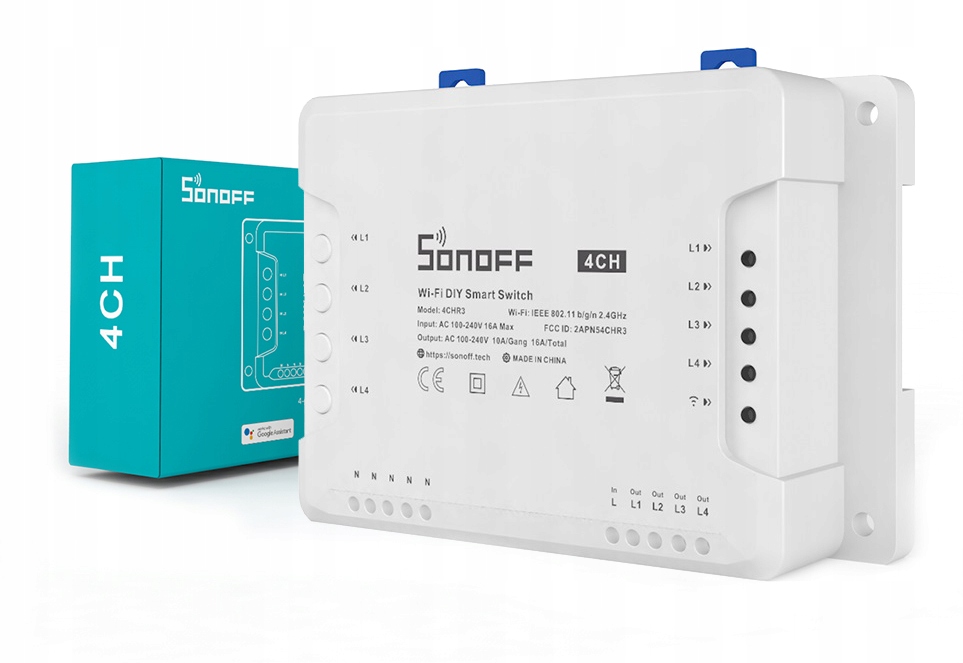 

Sonoff 4CH R3 4 kanałowy przełącznik Din WiFi