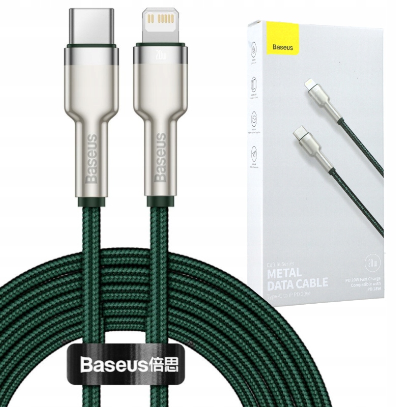 

Kabel Usb-c / Lightning, Baseus Cafule Met, 20W 1m