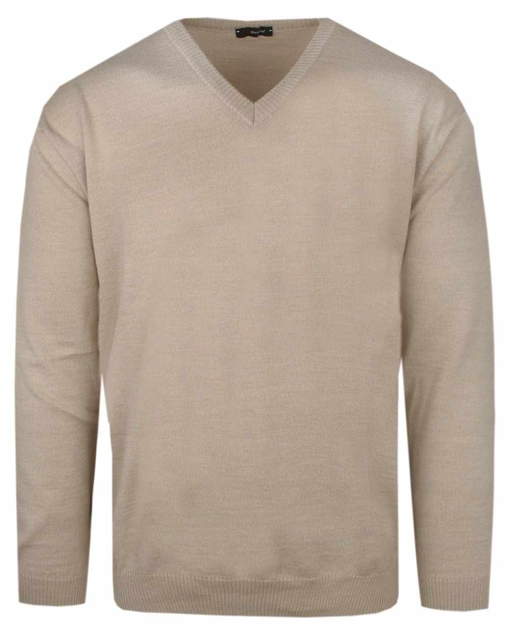 Pánský vlněný svetr (V-neck) Max Sheldon Světle béžová XXL