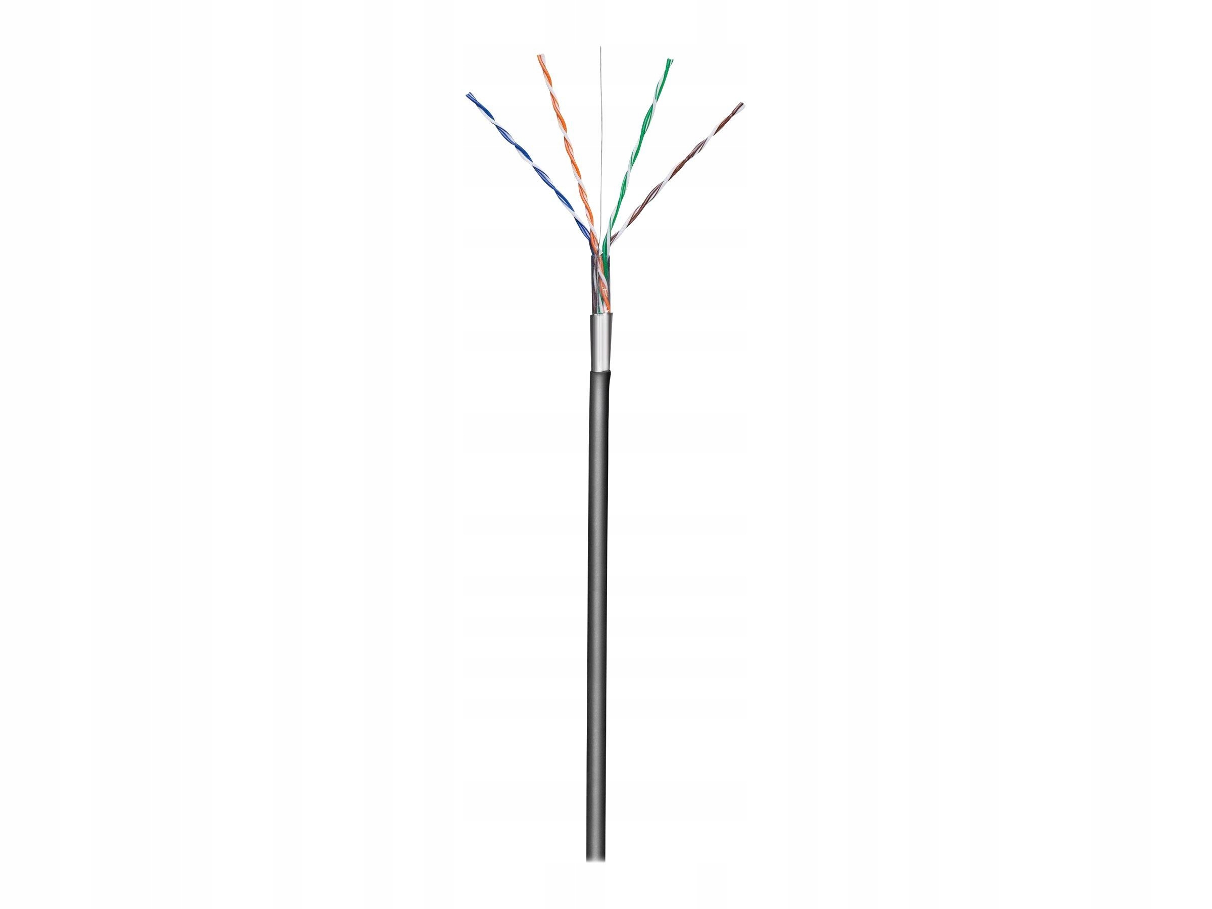 Techly Kabel skrętka zewnętrzna F/utp Cat5e 4x2 drut Cca 305m czarny