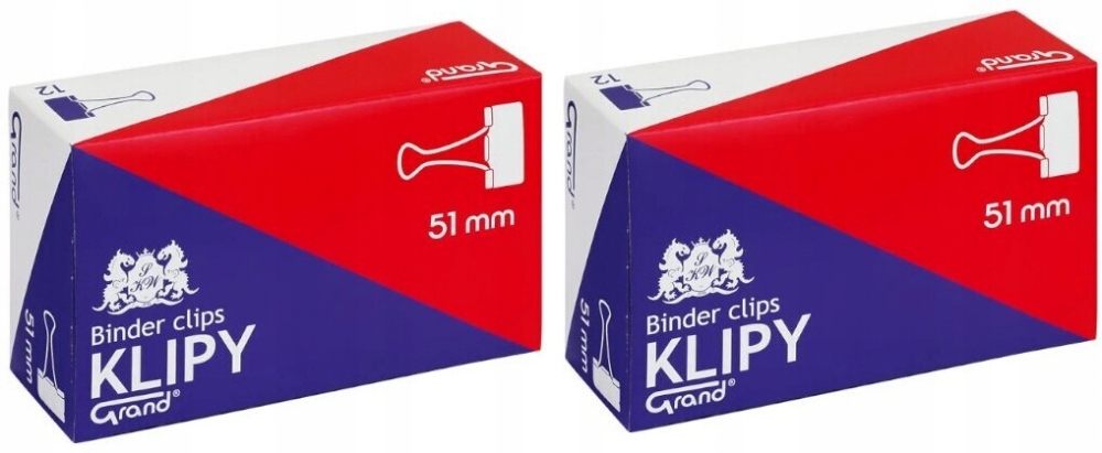 

Klipy klipsy biurowe 51mm Grand 12 sztuk x 2