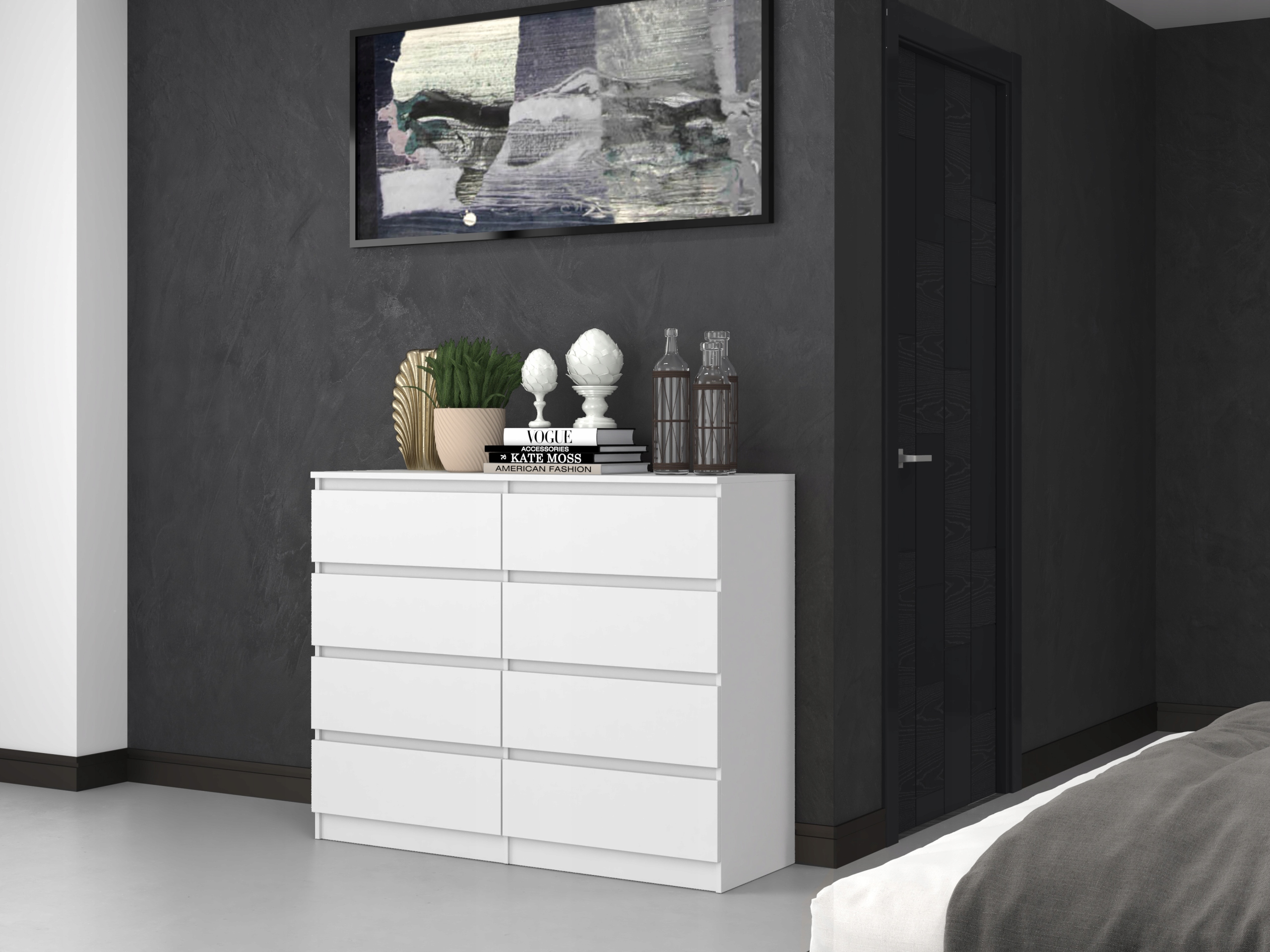 DUŻA KOMODA SZAFKA 8 SZUFLAD 120CM * KOLOR BIAŁY Kod producenta M8 120 BIEL KPL