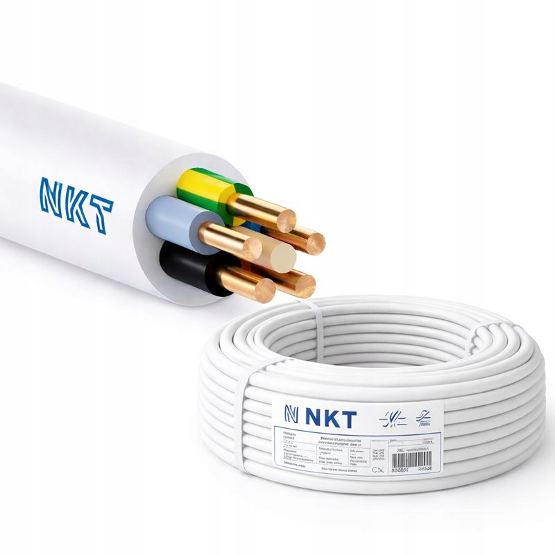 Przewód kabel instalacyjny Ydy 5x1,5mm2 450/750V okrągły Cu Nkt 25m