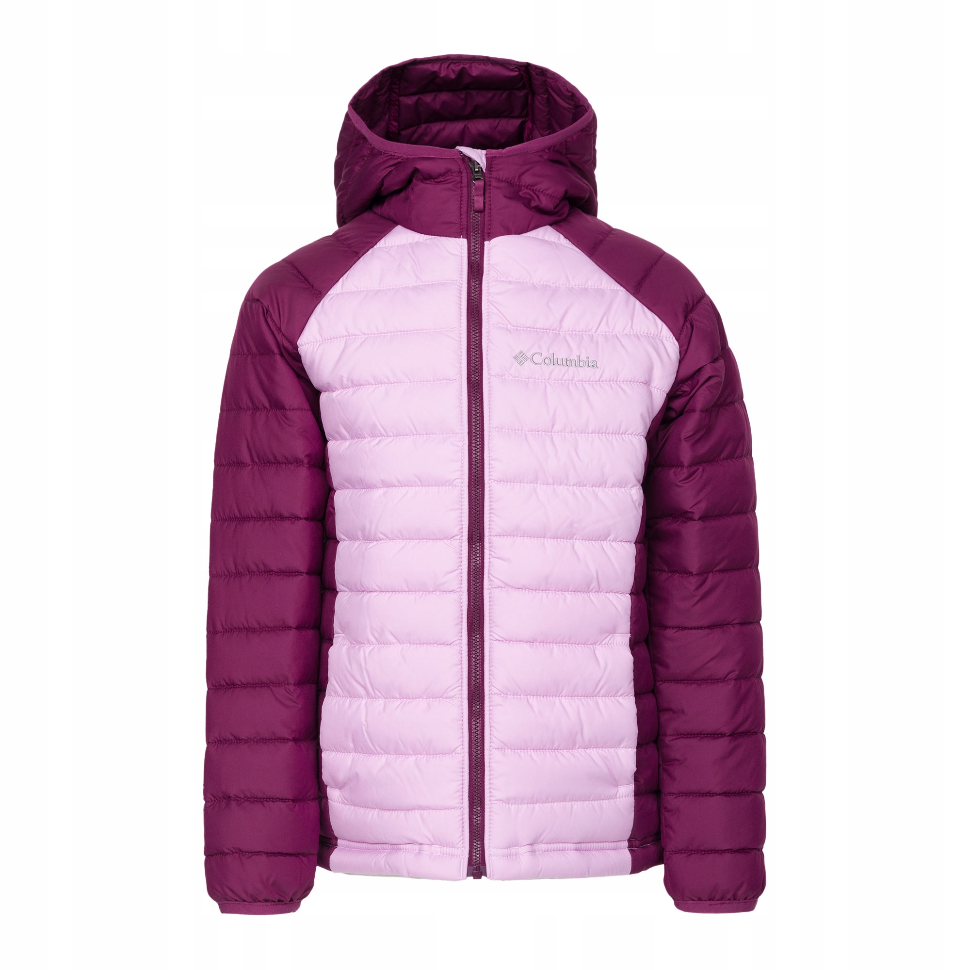 Kurtka puchowa dziecięca Columbia Powder Lite Hooded fioletowa 1802931 L