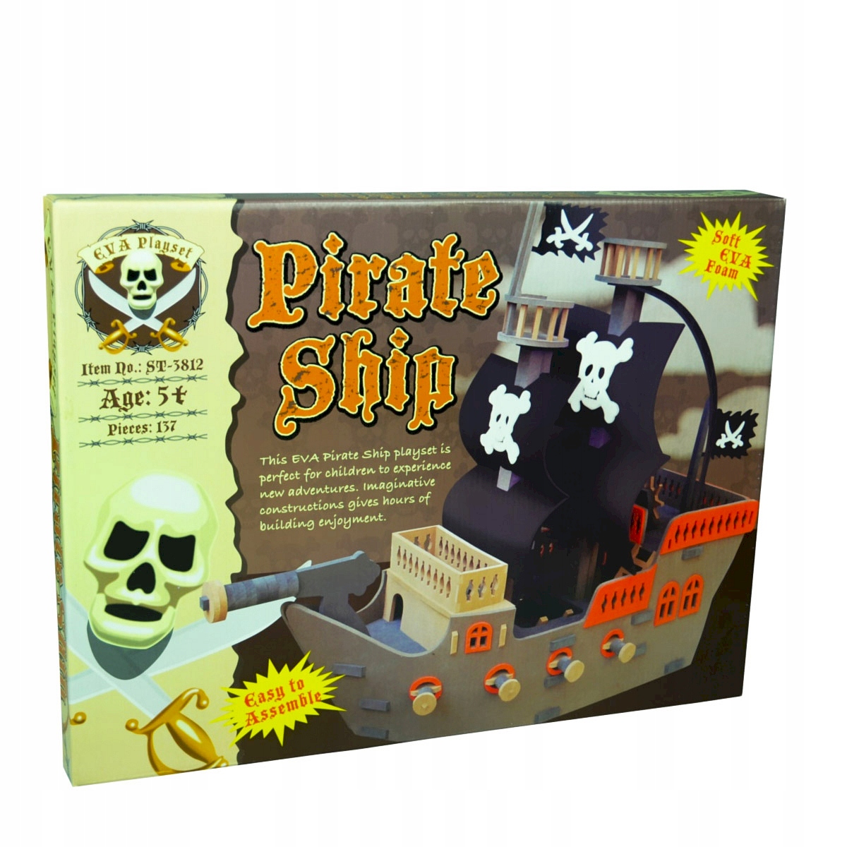 MATA PIANKOWA PUZZLE KOLOROWE STATEK PIRACKI 5+ Kolekcja PUZZLE PIANKOWE