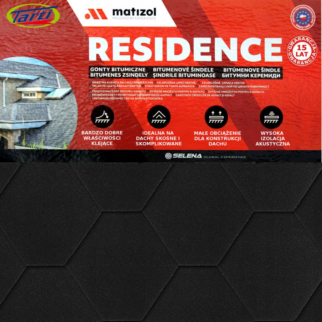 MATIZOL Gont Bitum HEKSAGON GRAFIT 3 m2 RESIDENCE GRUBY SAMOWULKANIZUJĄCY Marka Matizol