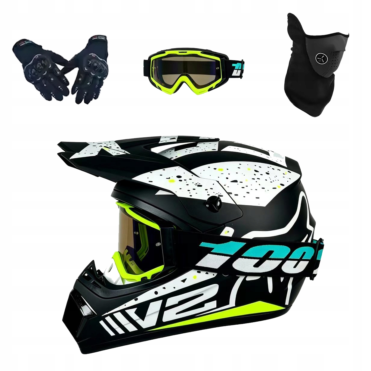 Helma Na Elektrickou Koloběžku Cross Enduro Quad Bmx Helma Brýle Rukavice M