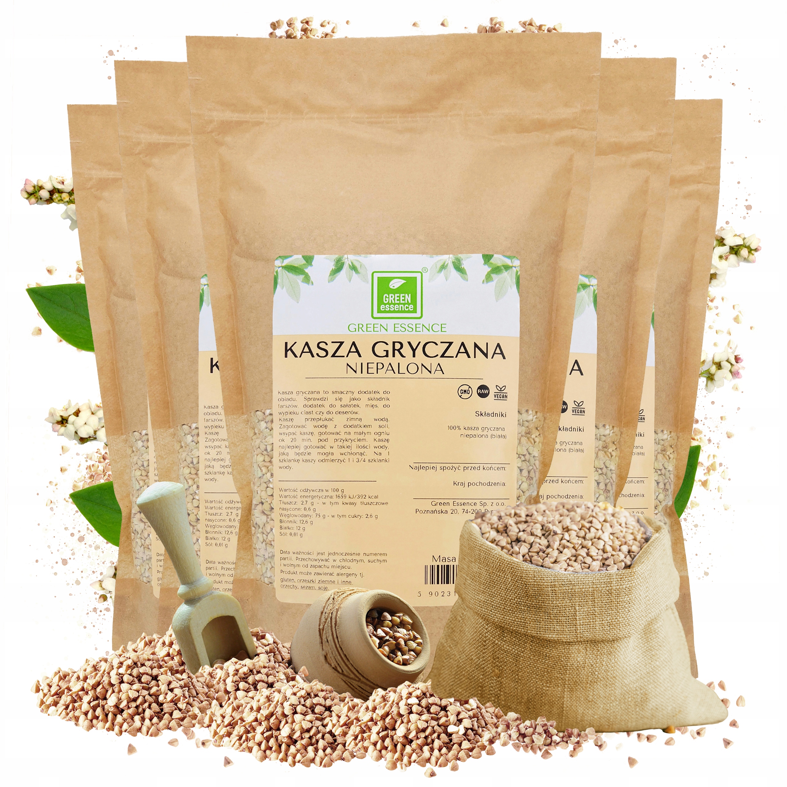 Nepálená Pohanková Kaše bílá světlá sada 5x 1kg přírodní čerstvá pohanka