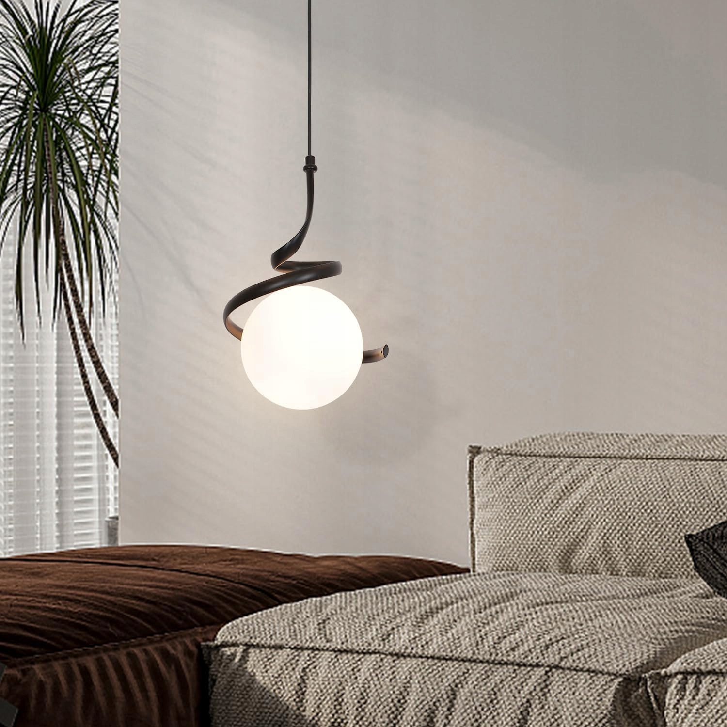 Závěsná lampa Severský styl skleněná koule G9