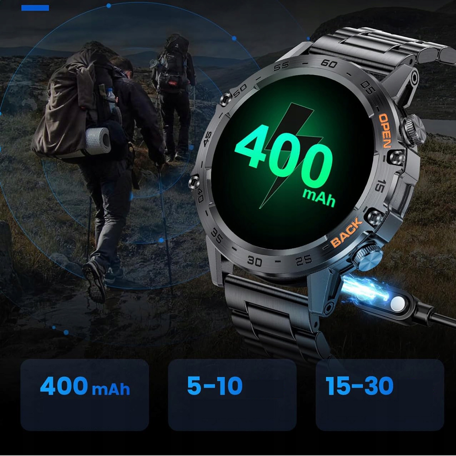 WIELOFUNKCYJNE BLUETOOTH 5.0 INTELIGENTNY ZEGAREK 100 TRYBÓW SPORTOWYCH Kolor koperty czarny