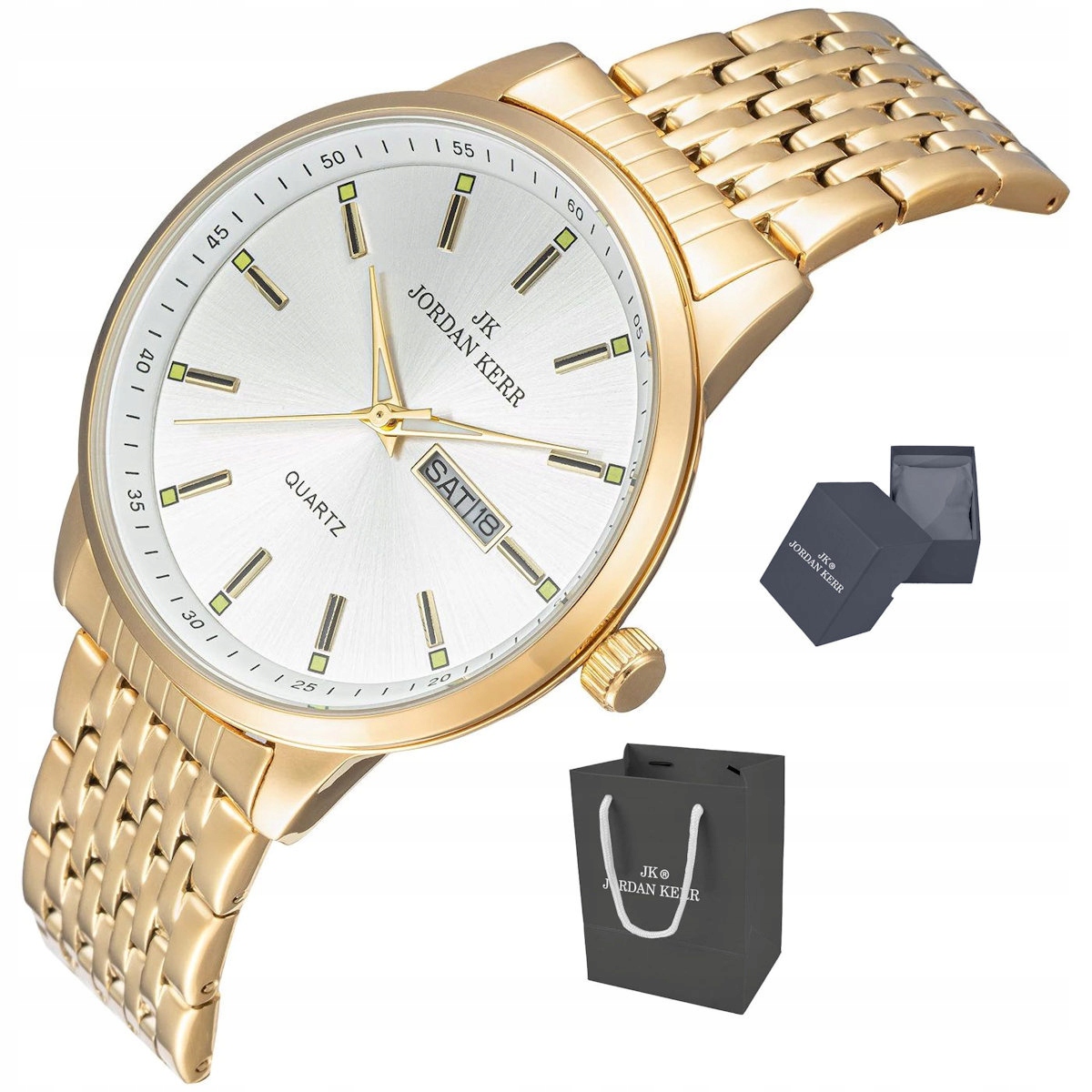 Pánské Klasické Zlaté Hodinky Jordan Kerr S Datumovkou L1068 Ipg St 42 mm