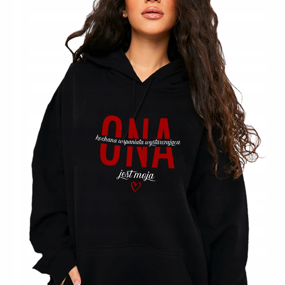 Černá dámská S Kapucí Mikina Dárek přítelkyni a manželku, ona je moje S