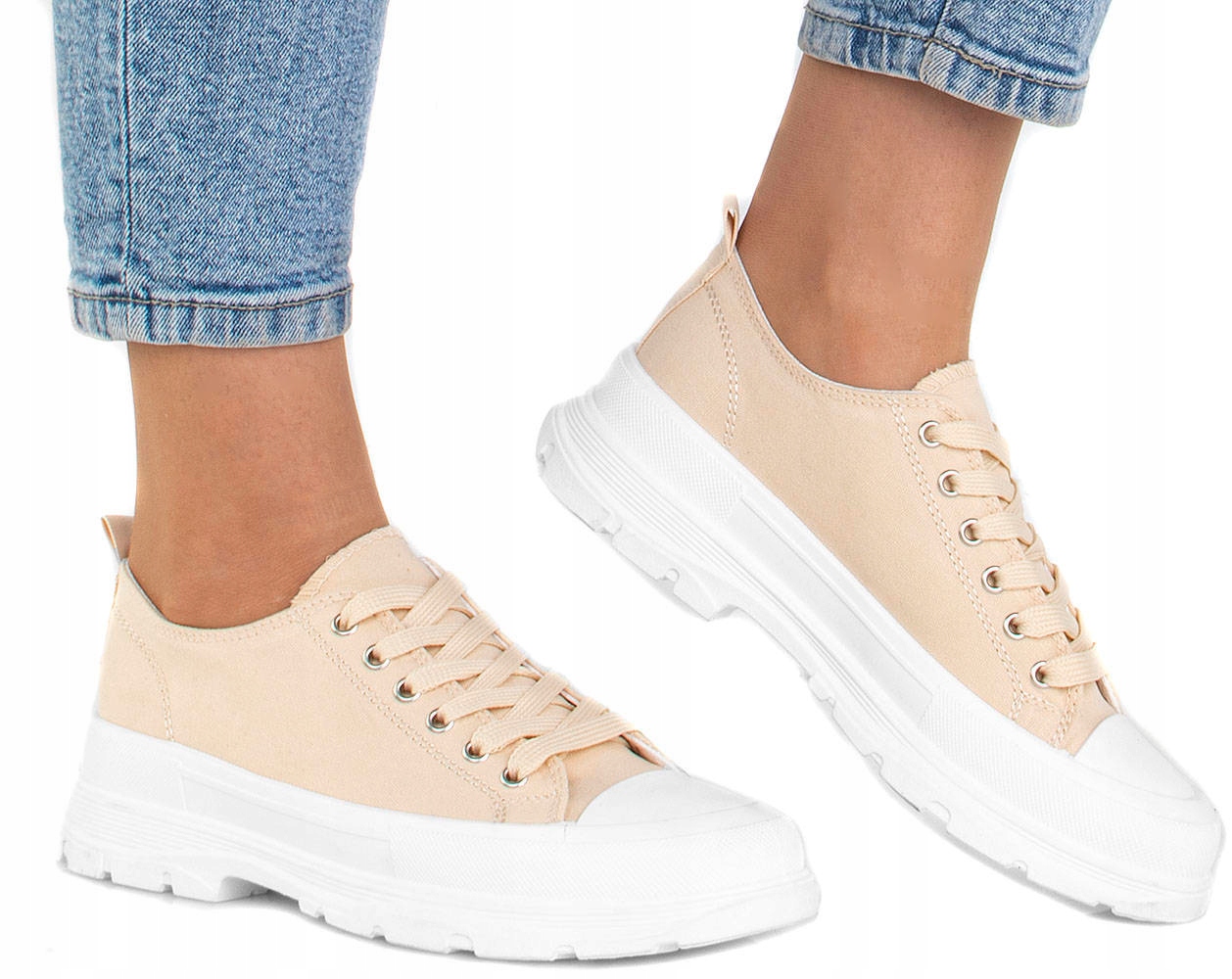 

Beżowe Niskie Trampki Na Platformie Palladi 39