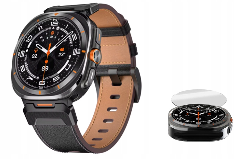 Pasek Skórzany Do Samsung Galaxy Watch Ultra 7 47MM Szkło Hartowane