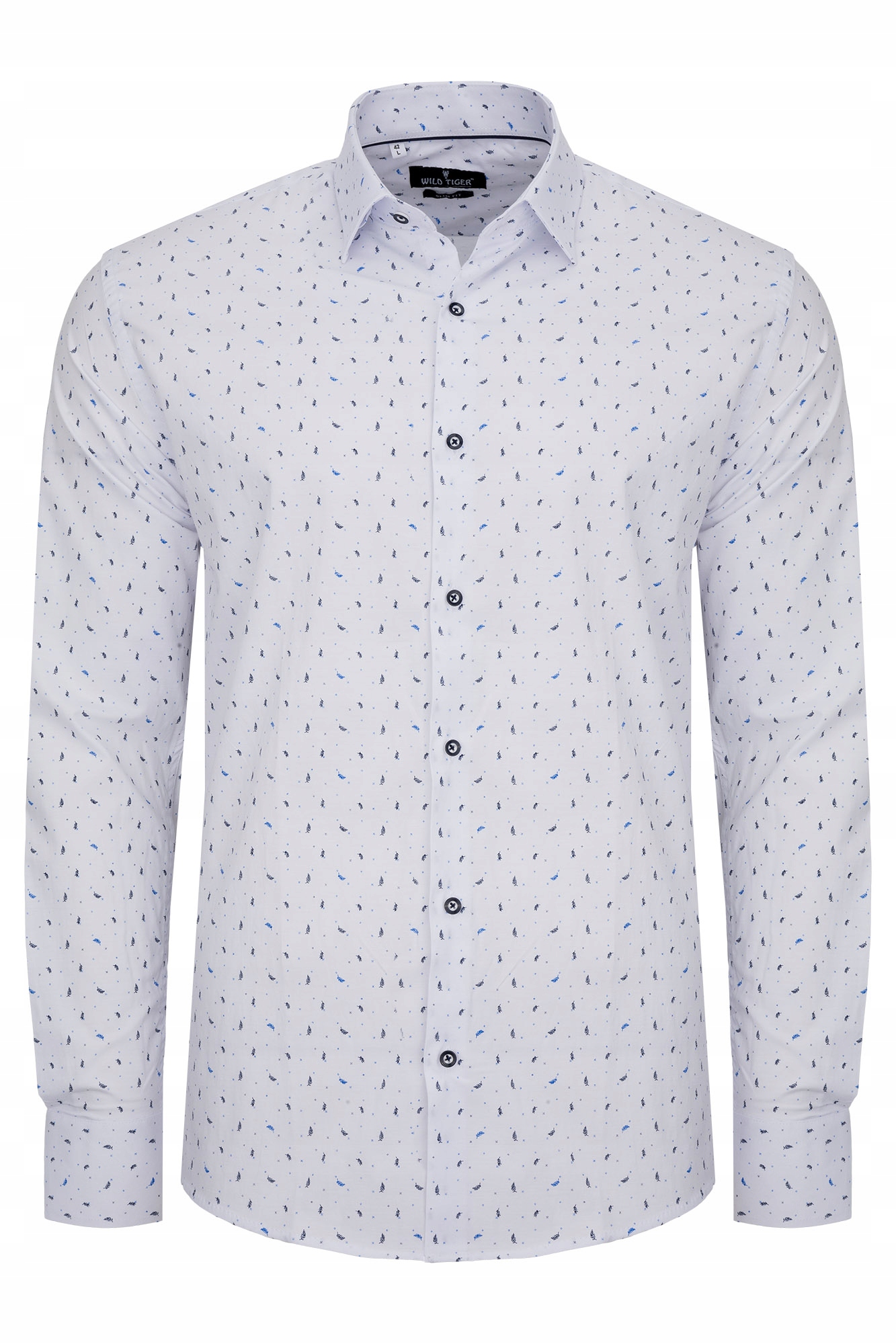 Pánská Bílá Elegantní Košile S Drobným Vzorem Peříček, Límeček Casual: XXL