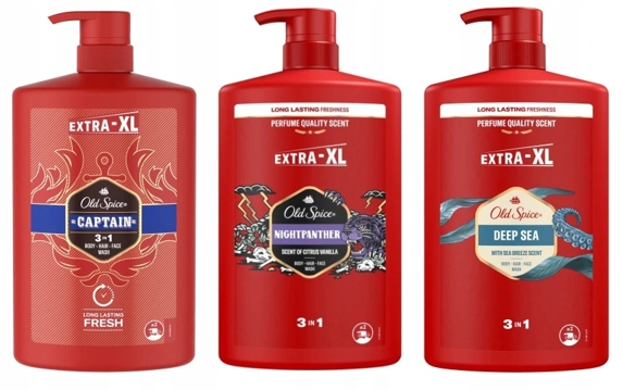Old Spice 3w1 Żel pod Prysznic dla Mężczyzn 1000ml z Pompką zestaw mix 3szt