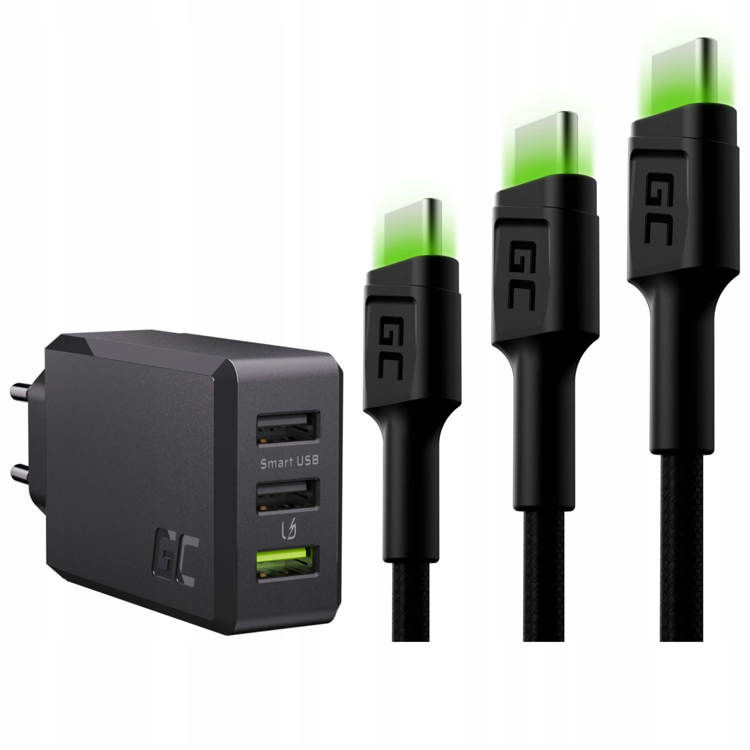 

Ładowarka 3xUSB 3x Kabel Usb-c 0,3m 1,2m 2m