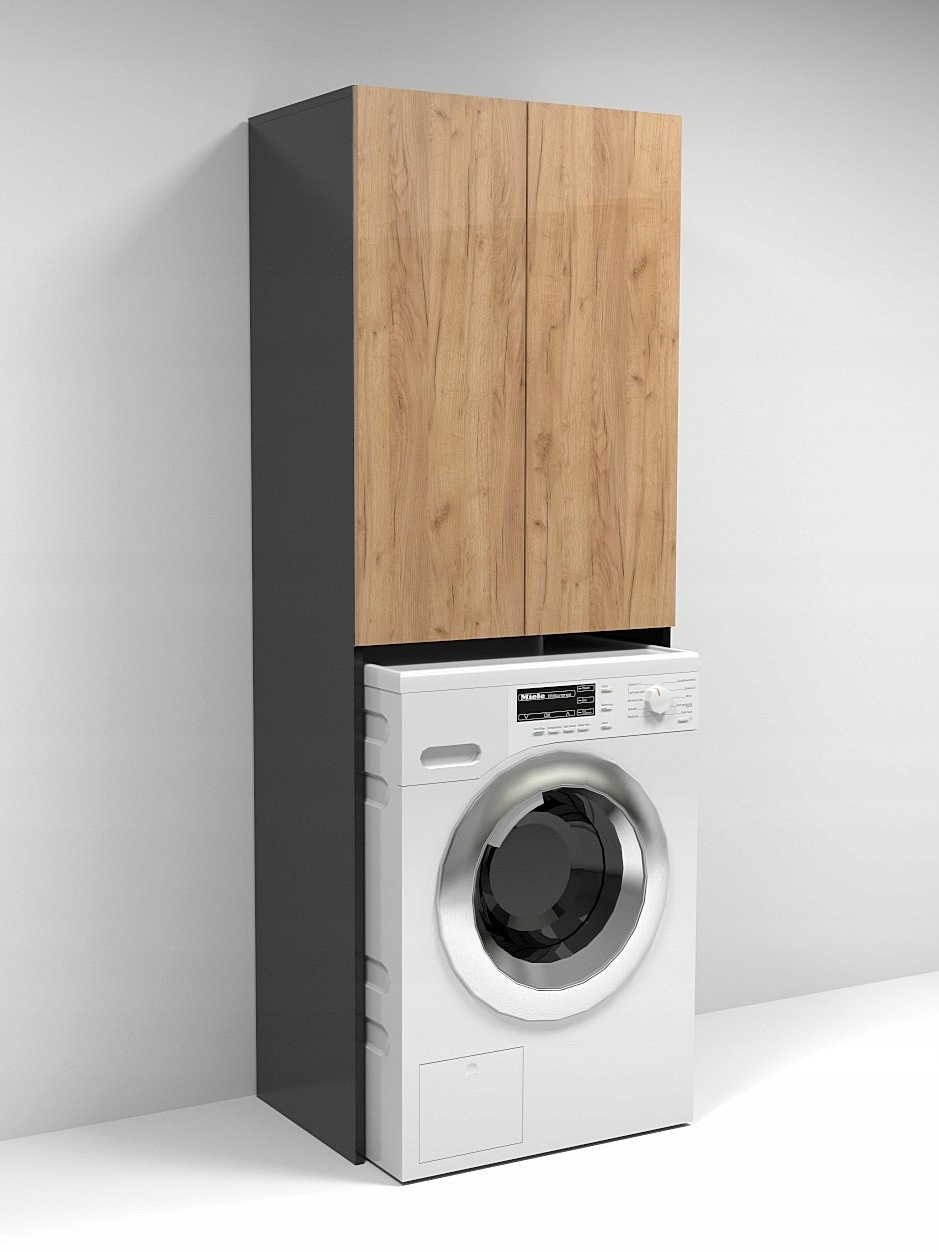 Szafka nad pralke czarna + biały Szerokość mebla 65 cm