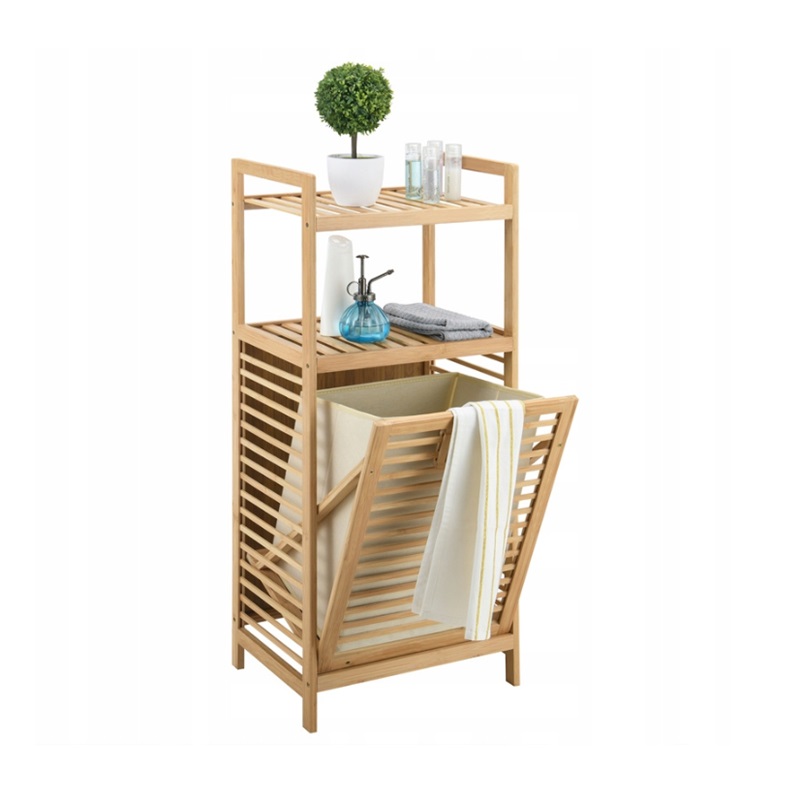 Koš Na Prádlo úzký bambusový Regál do Koupelny výsuvný Police bambus loft