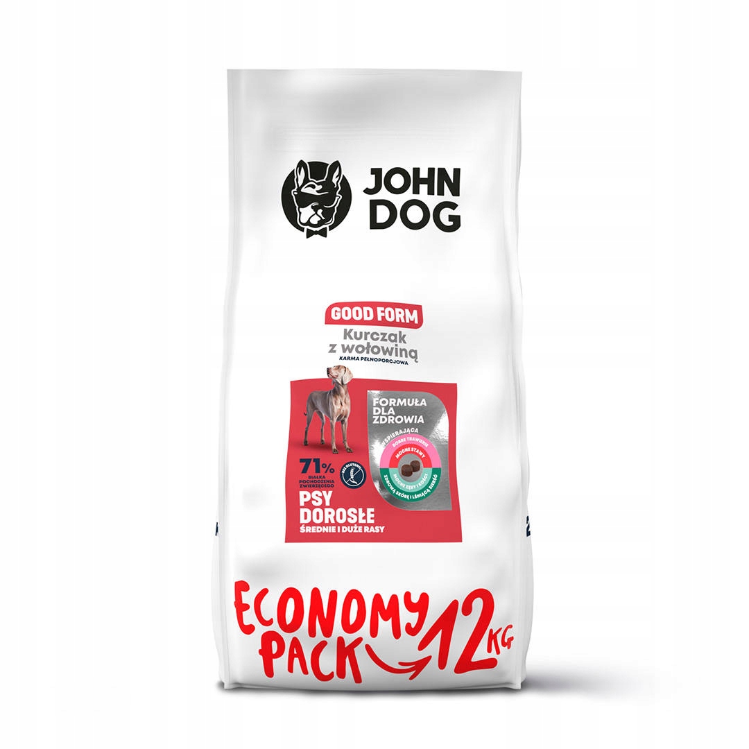 John Dog Kurczak Z Wołowiną 12kg Średnie Duże Rasy