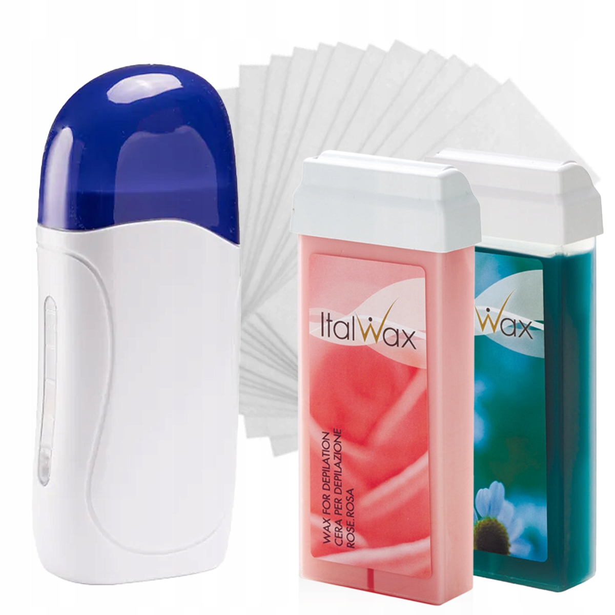 ItalWax 2x WOSK DO DEPILACJI W ROLCE Azulene ROSE 100ml + PASKI PODGRZEWACZ