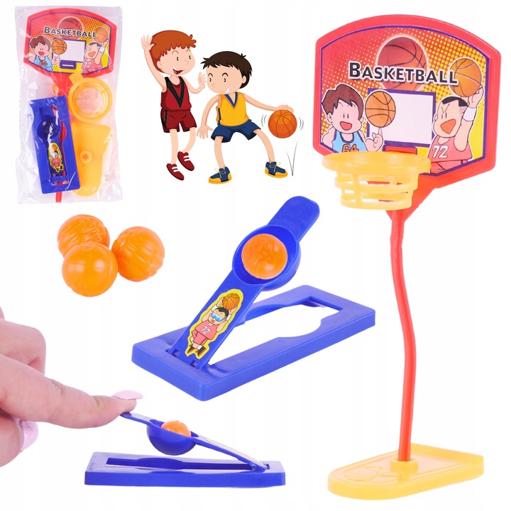 GRA ZRĘCZNOŚCIOWA MINI KOSZYKÓWKA ZESTAW DO GRY WYRZUTNIA PIŁKA BOISKO