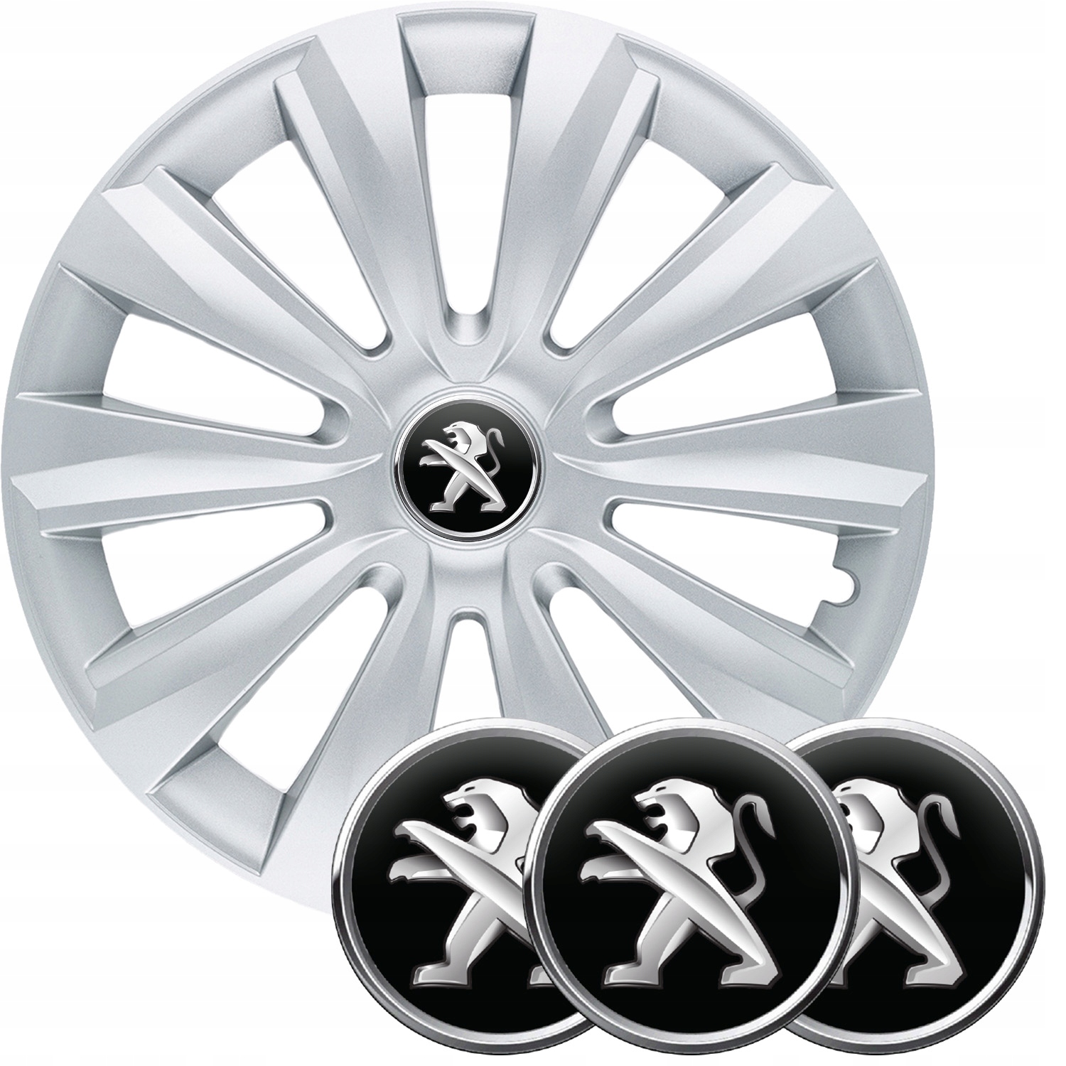 4x KOŁPAKI 15" DO PEUGEOT + KOMPLET DEKIELKÓW ZNACZKÓW PREMIUM! Rodzaj Uniwersalne
