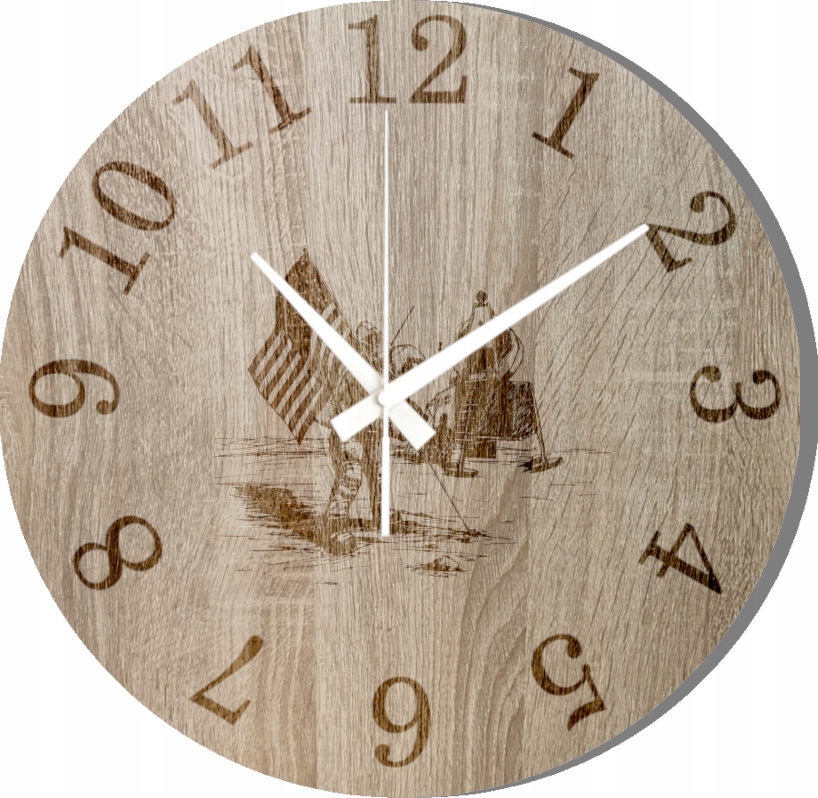 Gravírované nástěnné hodiny Apollo Vesmírná mise 45 cm