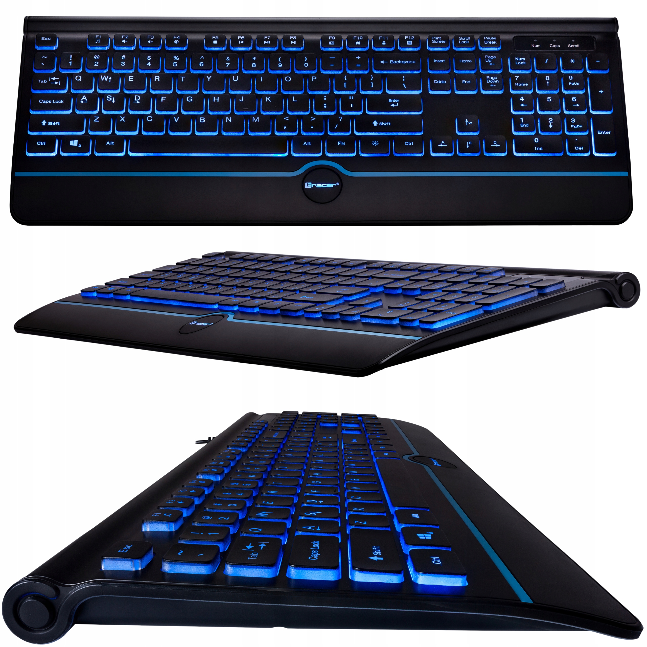 KLAWIATURA USB PRZEWODOWA PODŚWIETLANA LED CICHA BIUROWA PŁASKA GAMINGOWA Interfejs USB