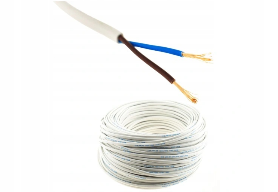 Elektrický kábel plochý H03VVH2F OMYp 300V 2x1,0 plochý biely 100 Mb