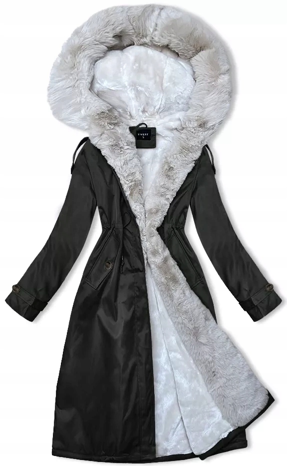 Zimní Parka Na Kožešině B557 Army-béžová XXL (44)