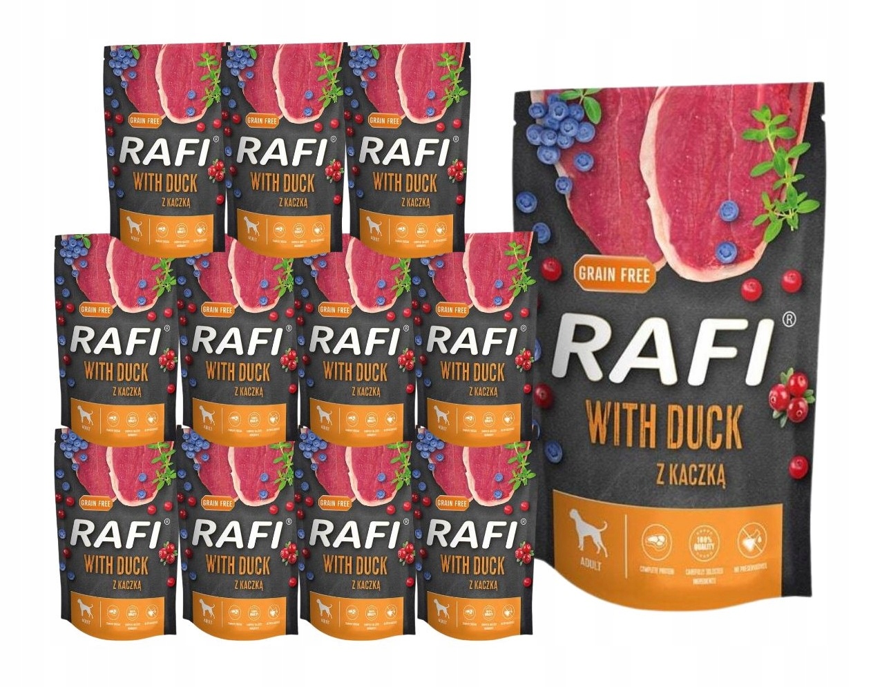 Rafi vlhké krmivo pro psy s kachnou 12x500g Bezobilné Dolina Noteci