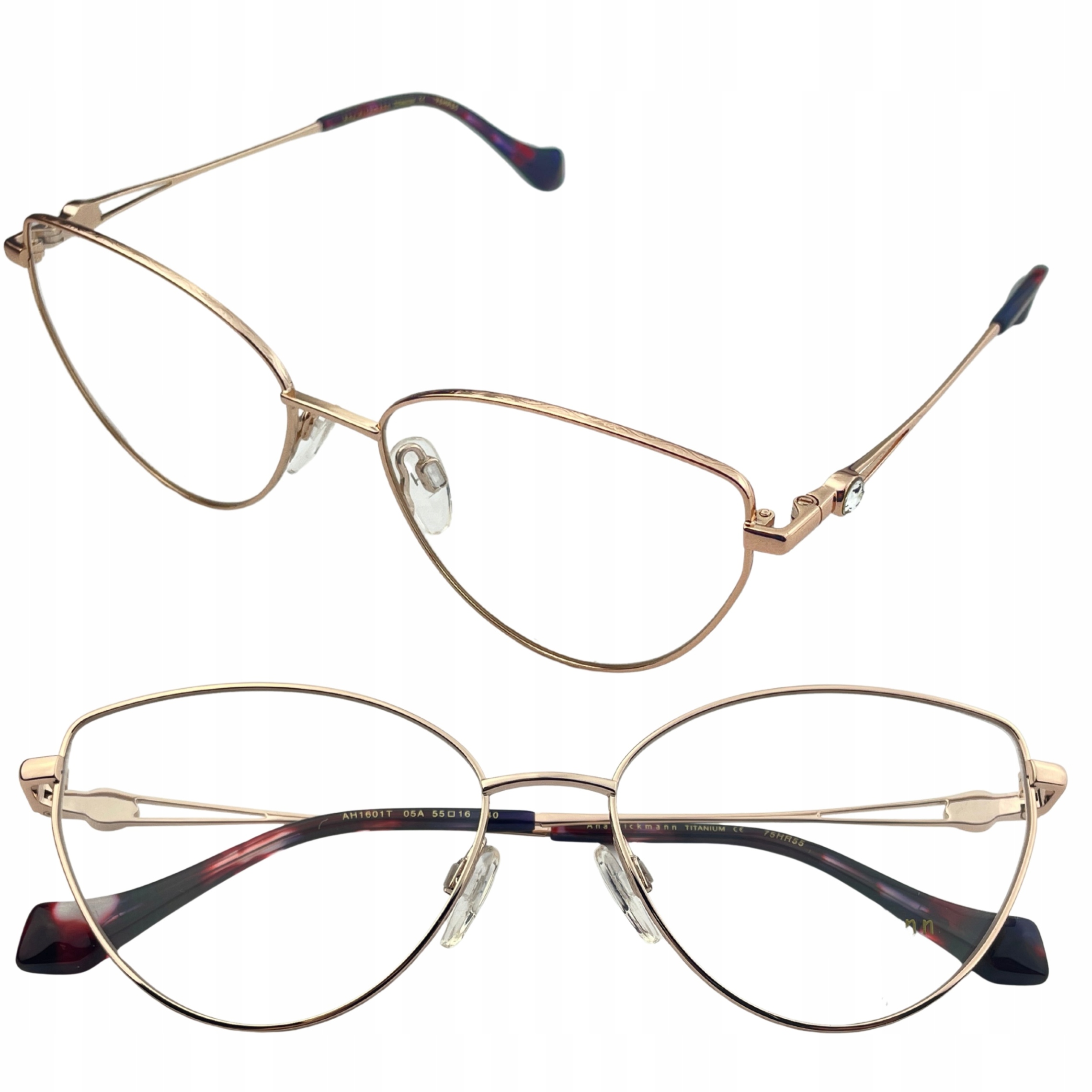 Oprawki okularowe Ana Hickmann AH1601T 05A damskie kocie złote