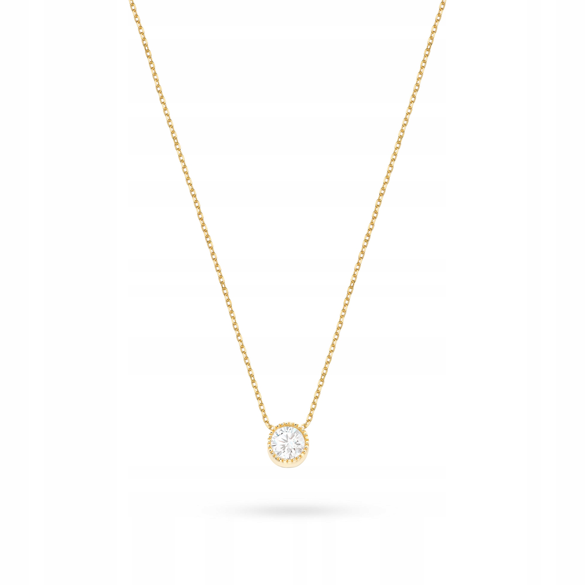 Zlatý Řetízek Dámský Náhrdelník o velikosti 585 14k s kulatou bílou zirkonií