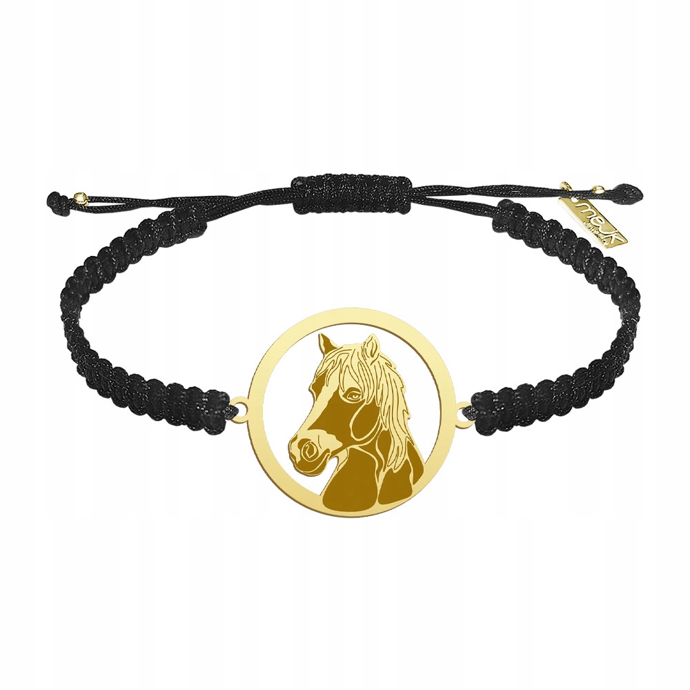 Zlatý náramek s koněm Haflinger 925 Makramé Dárek Šperky Gravírování